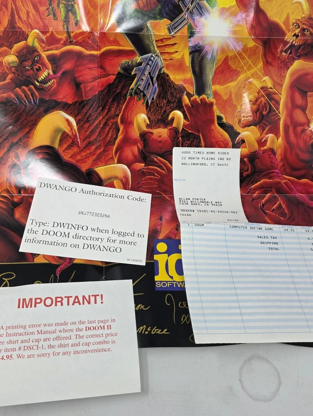 The Ultimate Doom PC Big Box 1995 CIB Complete w/ Poster Receipt Strategy Guide
